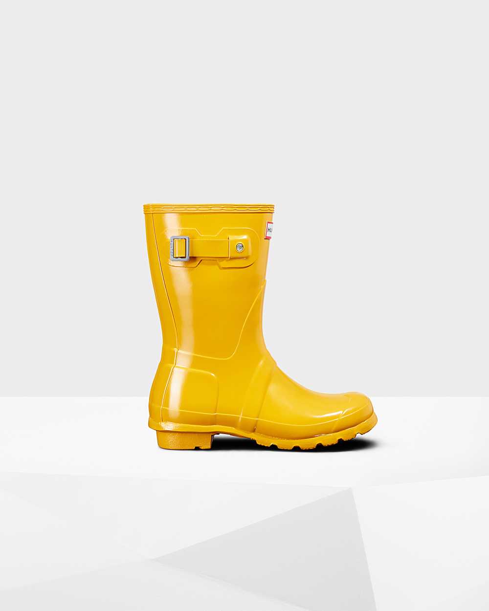 Womens Hunter Original Short Gloss Mid-Calf Rain Boots Yellow | HLEJWF-106